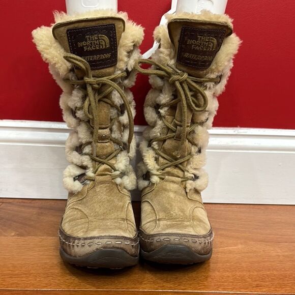 The North Face Wabby ll Tan Suede Boots Primaloft Shearling Women’s 8 - Picture 1 of 11